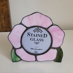 Stained Glass Pink Flower Photo Frame